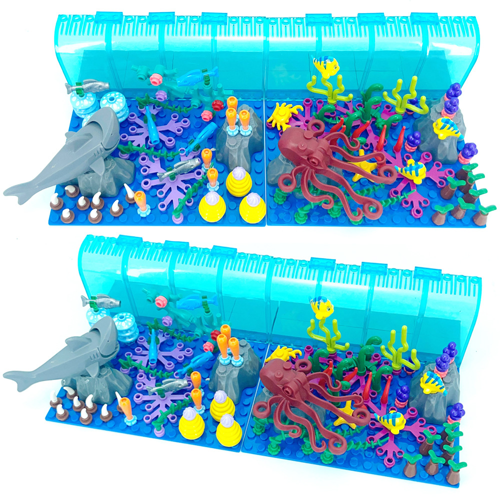 Aquarium Marine World - Uyumlu LEGO Akvaryum Sahne Yapı Taşları
